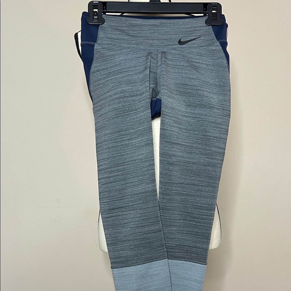 Nike Women's Dri Fit Gray and Blue Training Tights - Picture 8 of 17